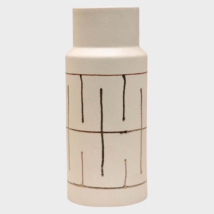 Linear Abstract Ceramic Vase: Modern Patterned Decor, Unique Line Design, Versatile Home Ornament