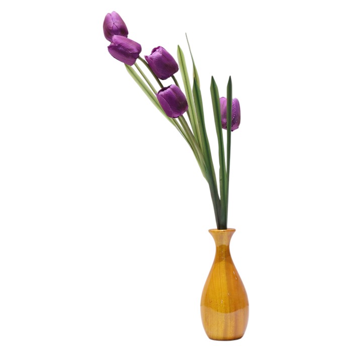 Artificial Pink Tulips in Brown Vase: Elegant Faux Flowers, Realistic Floral Arrangement, Long-Lasting Decor, Add a Touch of Springtime Beauty.