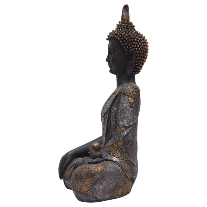 Elegant Black and Silver Buddha Statue