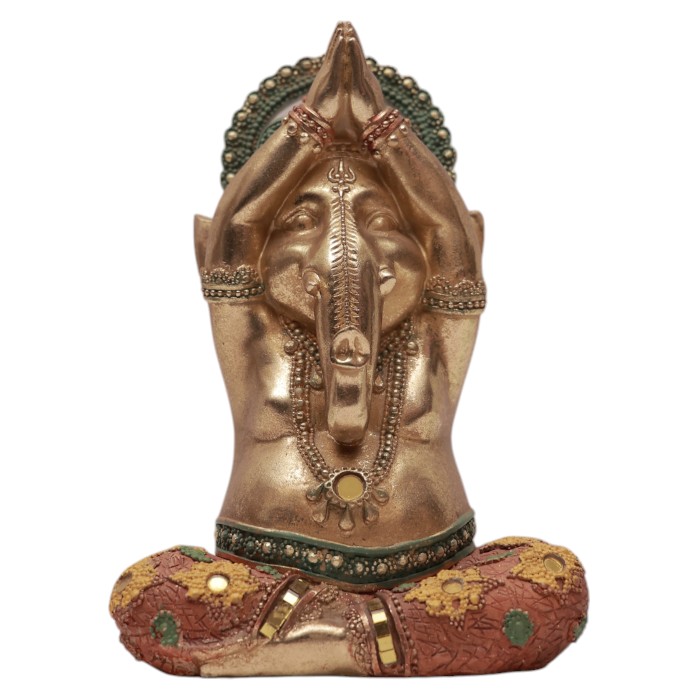 Ganesha Sculpture Set: Three Poses, Detailed Features, Spiritual Decor for Home.