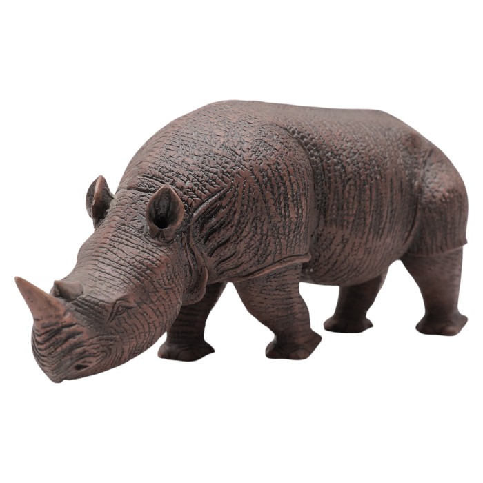 Rhinoceros Sculpture: Detailed Texture, Realistic Form, Animal Figurine for Home Decor or Educational Display.