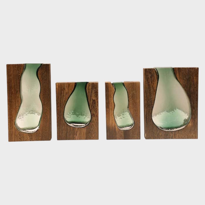 Modern Wood and Glass Wall Vase - Unique Floating Floral Display