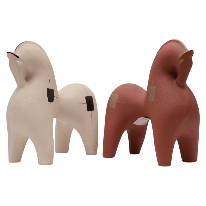 Horse Sculptures: Stylized Forms, Decorative Inlays, Animal Figurines for Home Decor.