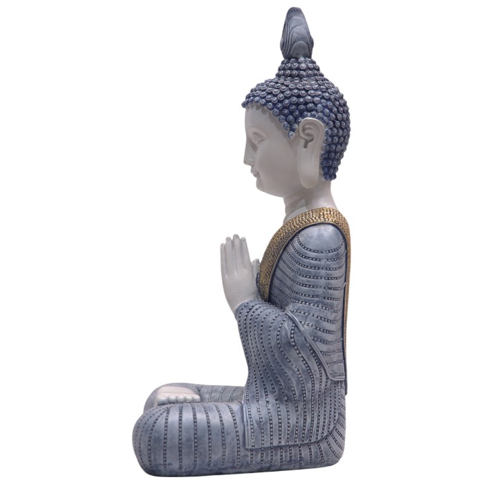 Serene Blue and White Buddha Statue