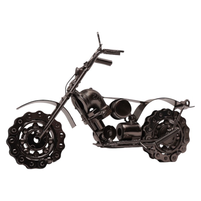 Metal Motorcycle Model Sculpture: Industrial Decor Accent, Detailed Handcrafted Metalwork, Add a Touch of Rugged Charm to Your Space.