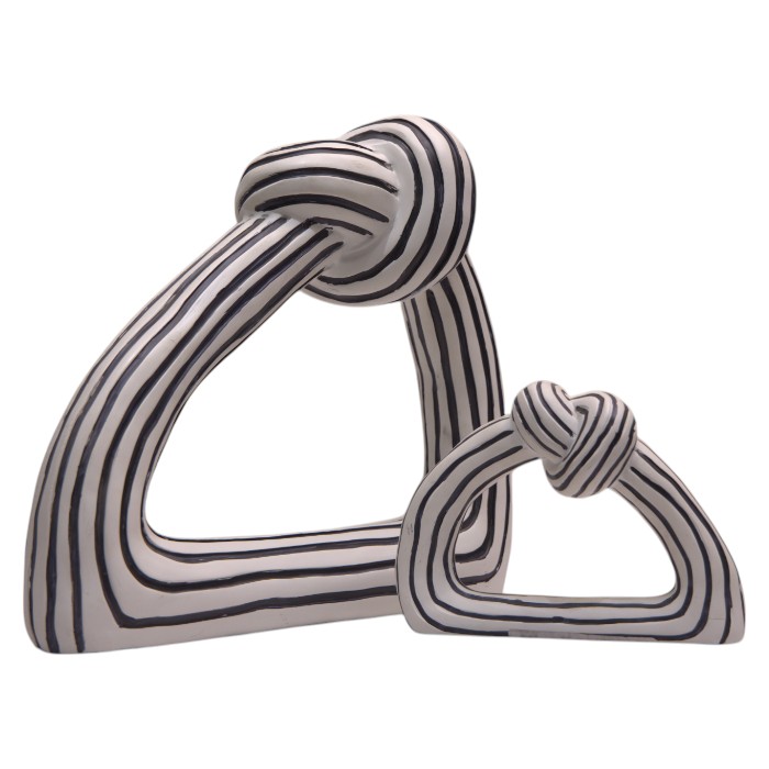 Sculptural Set: Knotted Design, Striped Pattern, Modern Artistic Accents for Contemporary Interiors.