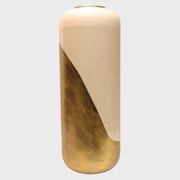 Modern Two-Tone Metallic Vase - Elegant Decorative Cylinder
