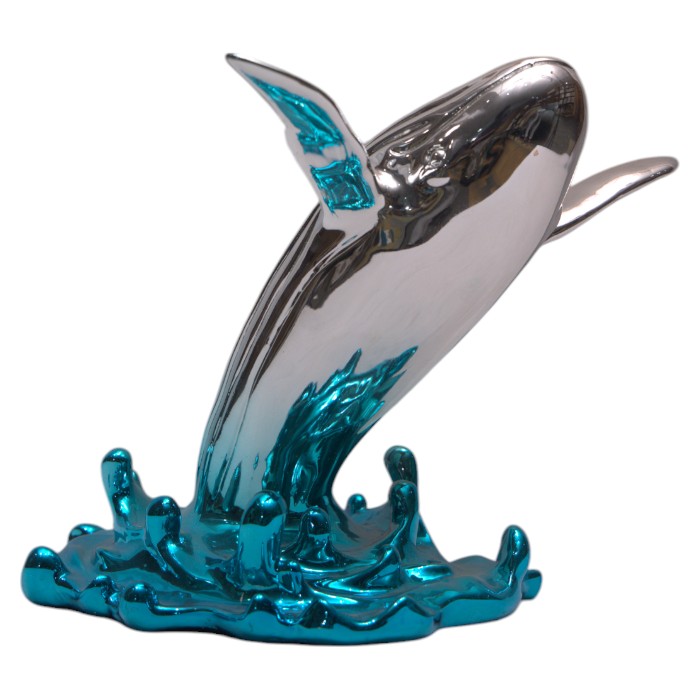 Silver Whale's Ascent - Aqua Sea Sculpture