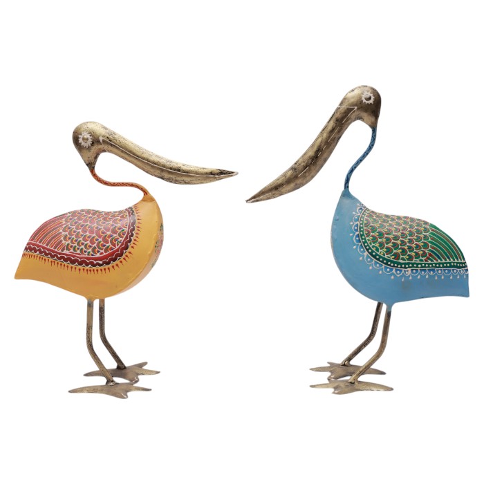 Hand-Painted Metal Bird Figurine - Artistic Animal Decor, Unique Decorative Sculpture