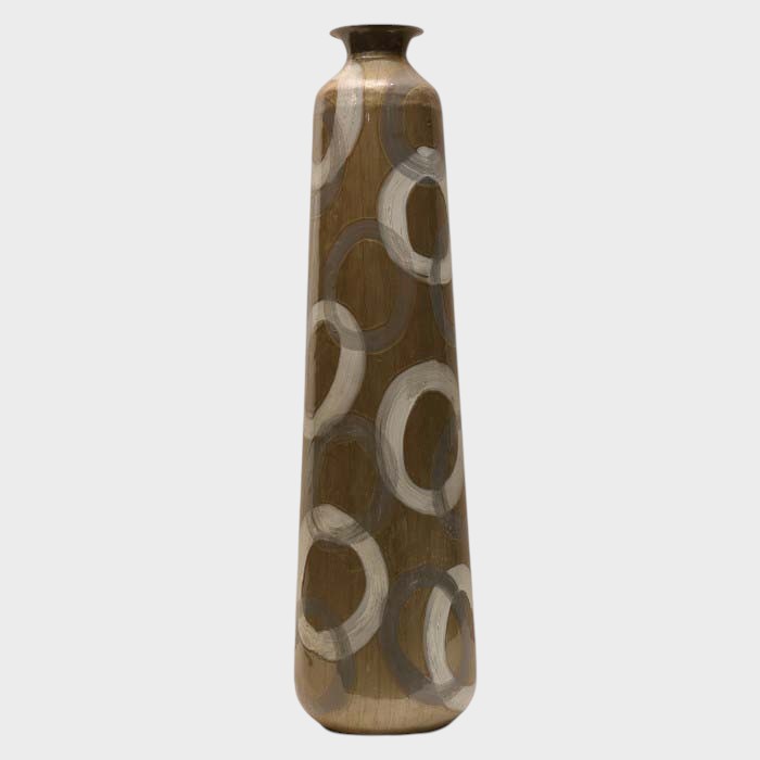 Modern Tall Cylindrical Vase with Abstract Circle Design