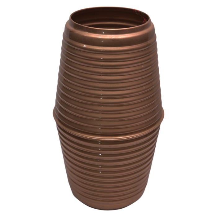 Gold/Bronze Ribbed Vase - Modern Tabletop Decor