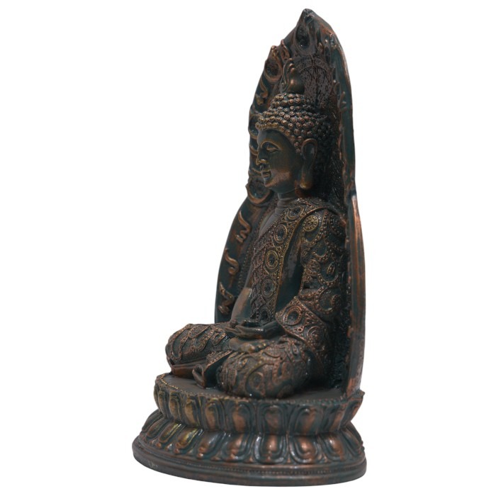 Ornate Bronze-Finish Seated Buddha Statue - Meditation & Tranquility for Your Home