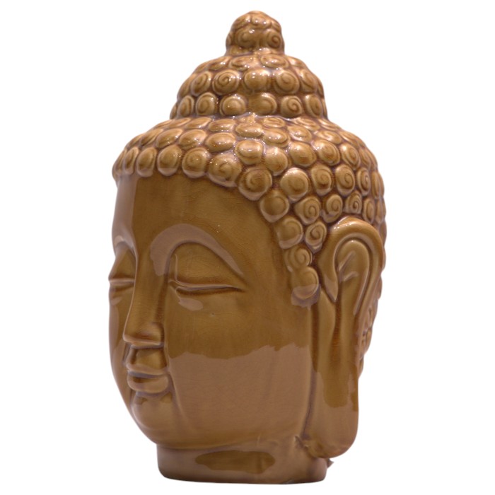 Caramel Ceramic Buddha Head Sculpture