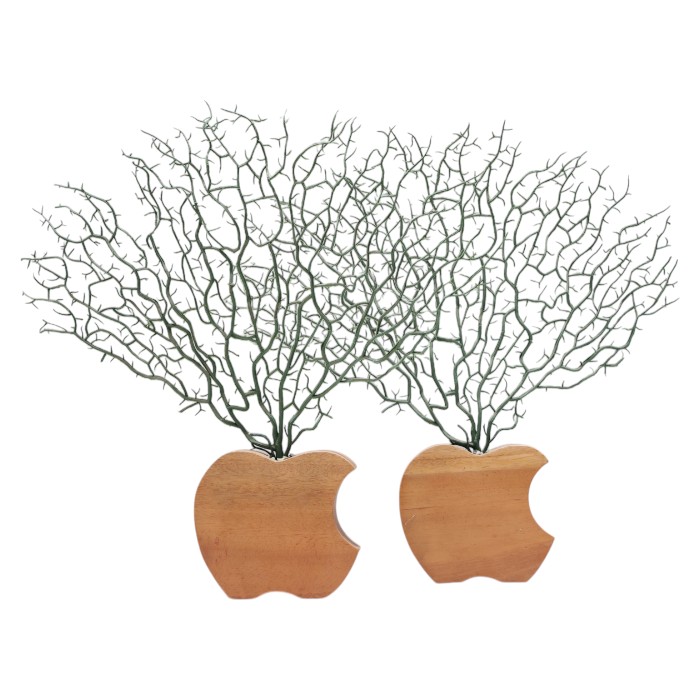 Apple-Shaped Vases with Branch Accents: Unique Nature-Inspired Decor, Artistic Centerpieces, Rustic Elegance, Set of Two, Add a Touch of Whimsy.