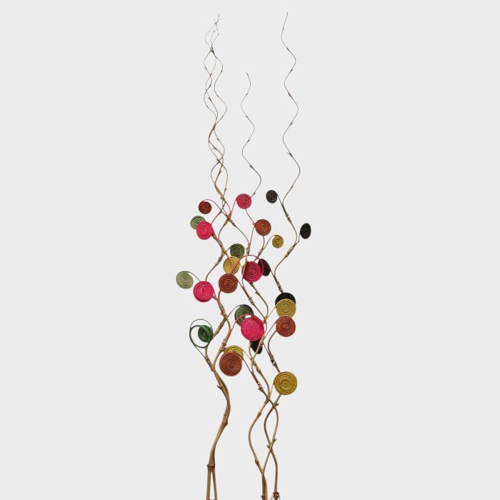 Decorative Spiral Twig Branches with Colorful Coils