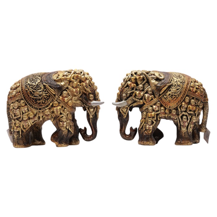 Intricately Detailed Elephant Figurine - Artistic Animal Sculpture, Cultural Home Decor Accent