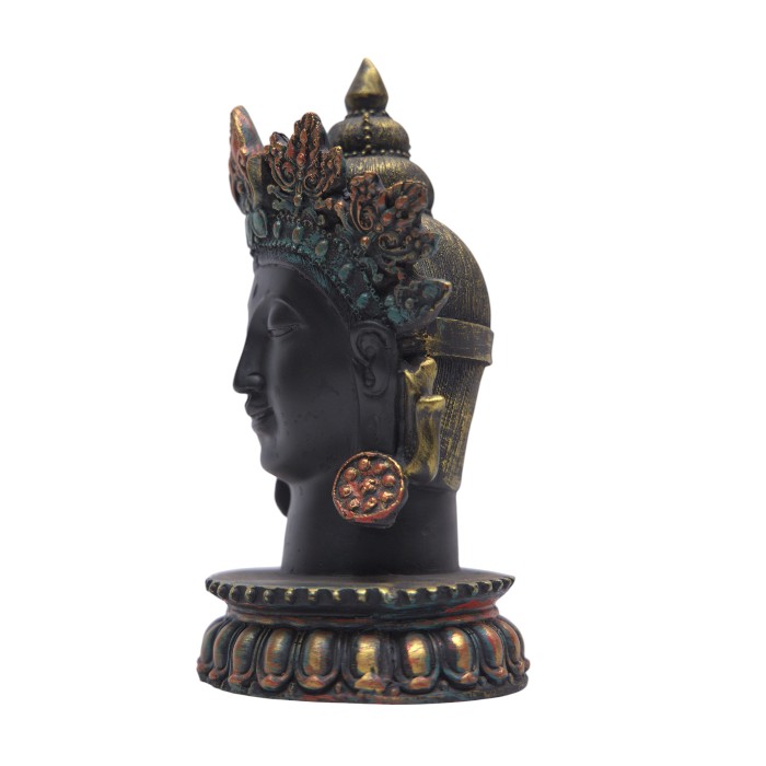 BUTTERFLY DECOR Resin Meditating Buddha Head Statue