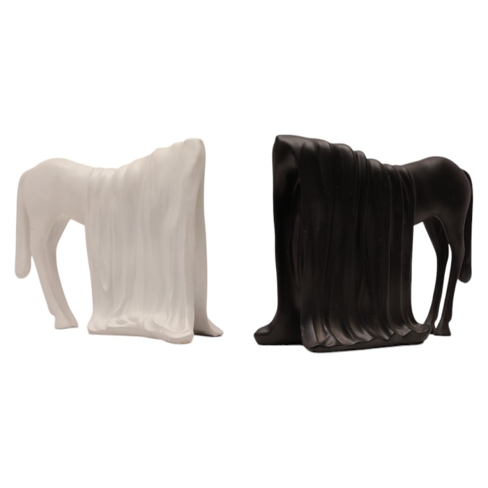 Horse Sculpture: Contrasting Forms, Draped Detail, Modern Artistic Accents for Contemporary Interiors.