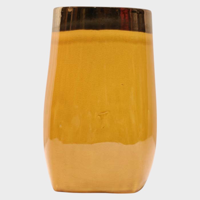 Modern Two-Tone Yellow Ceramic Vase - Stylish Decorative Accent