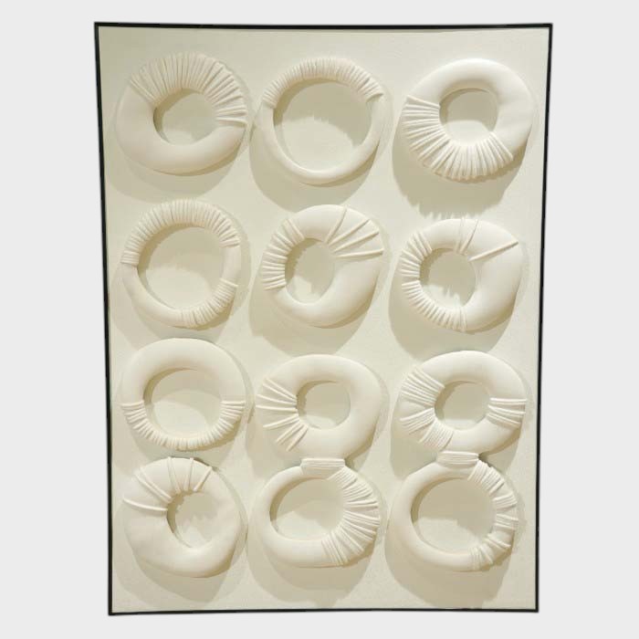 Framed Textured Circular Abstract Wall Art