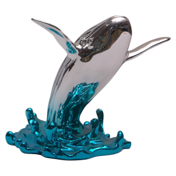 Silver Whale's Ascent - Aqua Sea Sculpture