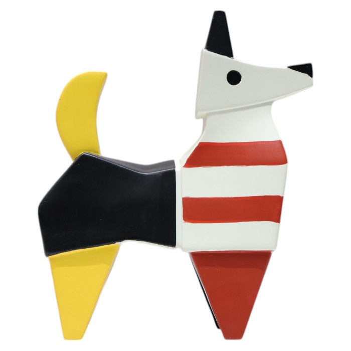 Stylized Dog Figurine : Modern Animal Decor, Geometric Design, Unique Home Accents, Add a Touch of Whimsy and Contemporary Style.