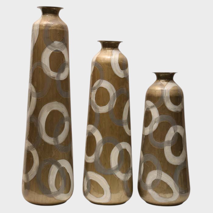 Modern Tall Cylindrical Vase with Abstract Circle Design