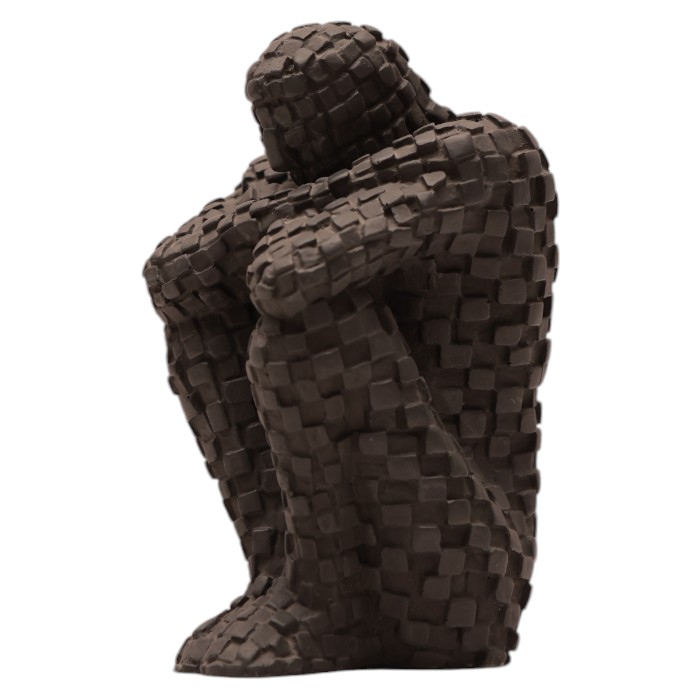 Pixelated Thinker Sculpture - Modern Abstract Art, Unique Decorative Figurine for Contemporary Home Decor