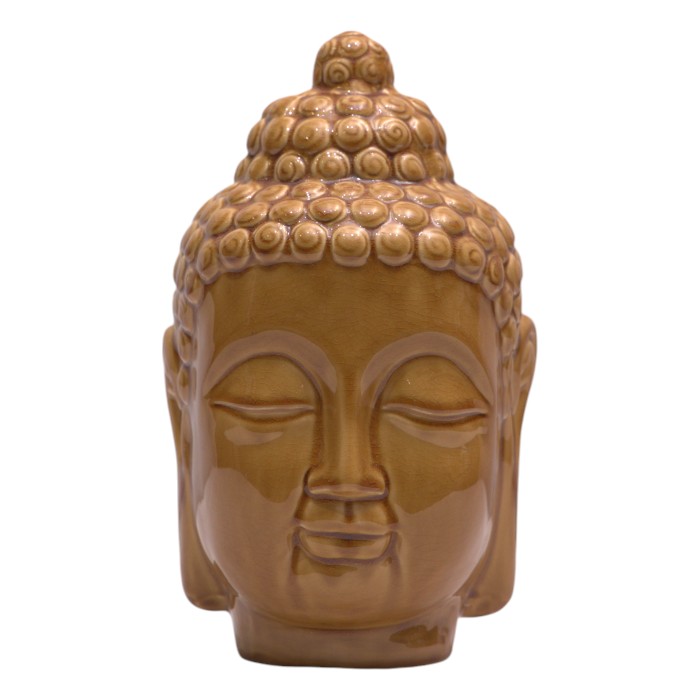 Caramel Ceramic Buddha Head Sculpture