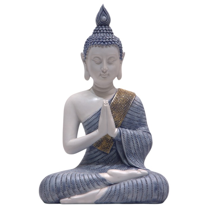 Serene Blue and White Buddha Statue