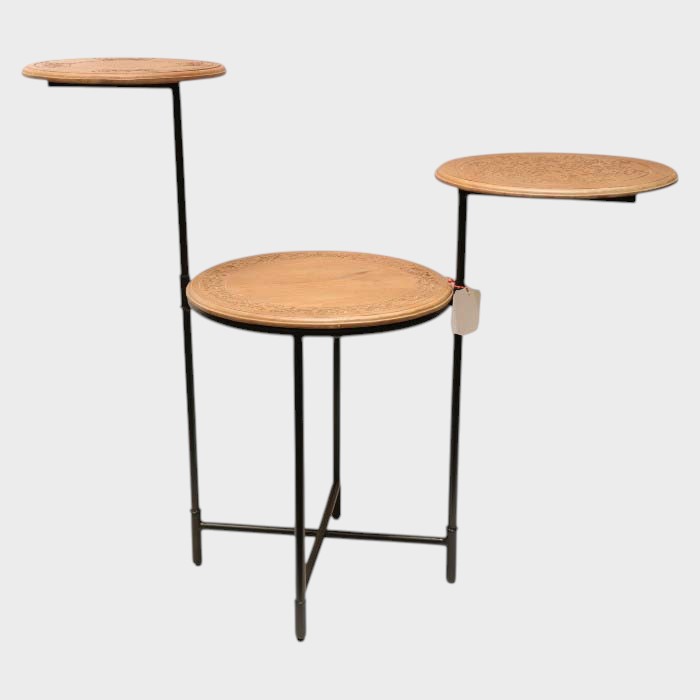 contemporary and stylish three-tiered side table, perfect for adding visual interest and functionality