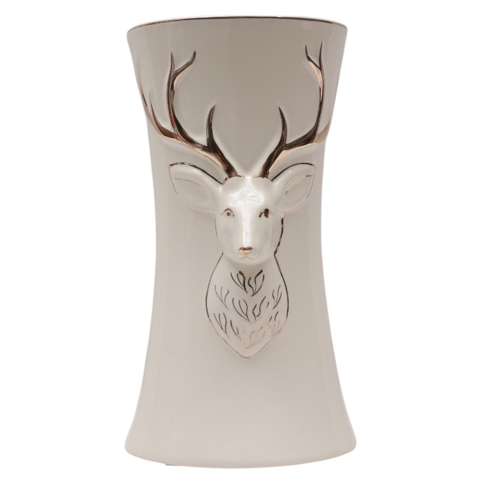 Deer Head Vase with Gold Accents: Elegant Home Decor, Sculptural Design, Nature Inspired, Sophisticated Centerpiece for Floral Arrangements.