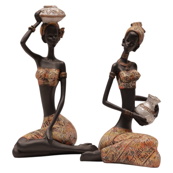 Figurative Sculptures: Seated Women, Cultural Attire, Artistic Accents for Home Decor.