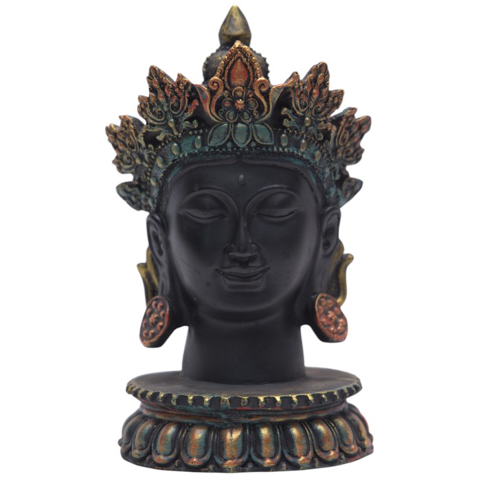 BUTTERFLY DECOR Resin Meditating Buddha Head Statue