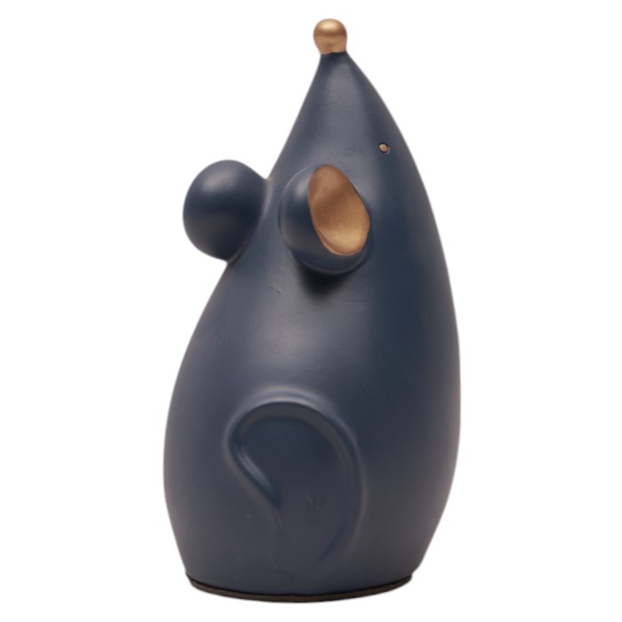 Mouse Sculpture: Stylized Form, Metallic Accents, Animal Decor for Home.
