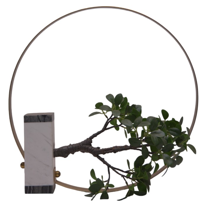 Botanical Arrangement: Artificial Branch, Circular Frame, Artistic Accent for Home Decor.