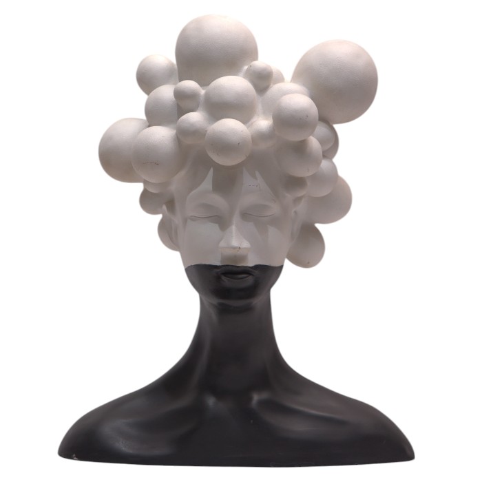 Spherical Detail Bust: Artistic Sculpture, Modern Design, Intriguing Accent for Contemporary Interiors.