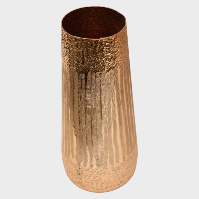 Hammered Copper Finish Vase - Modern Textured Metallic Accent Piece