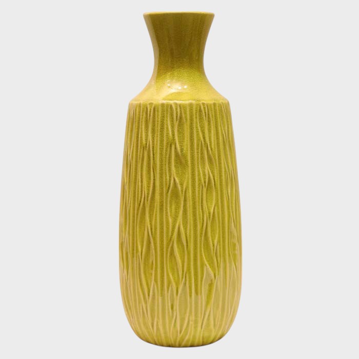 Vibrant Yellow Textured Ceramic Vase - Modern Decorative Accent