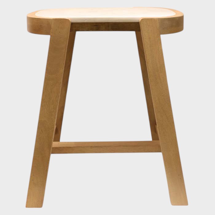 Modern Light Wood Bar Stool with White Seat
