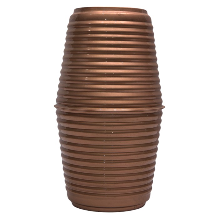 Gold/Bronze Ribbed Vase - Modern Tabletop Decor