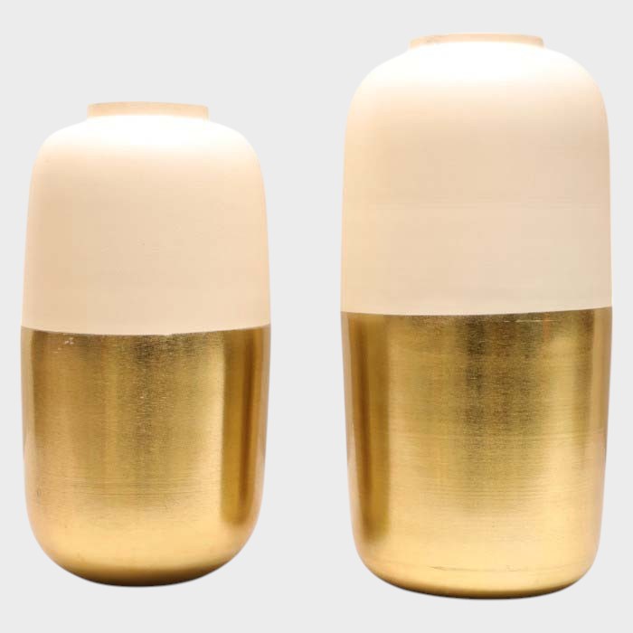 Modern Tone Gold Dipped Vases - Elegant Decorative Accents (Set of 2)