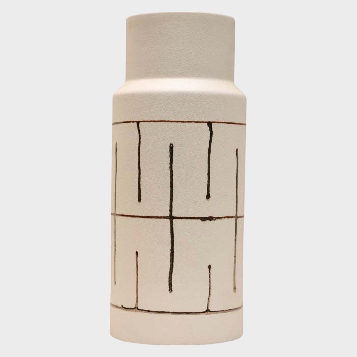 Linear Abstract Ceramic Vase: Modern Patterned Decor, Unique Line Design, Versatile Home Ornament