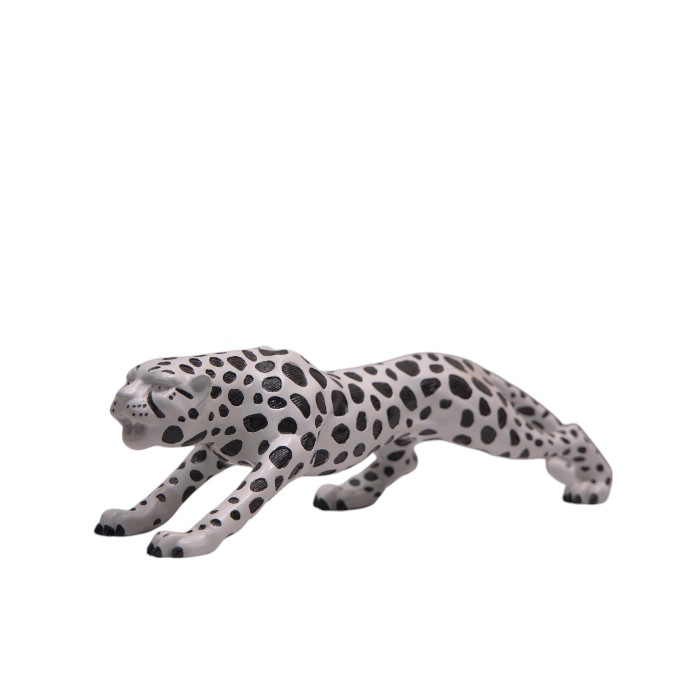 White Leopard Statue with Black Spots - Modern Wildlife Decor