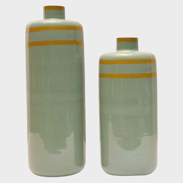 Modern Pastel Vases with Bold Stripes - Chic Decorative Home Accents (set of 2)