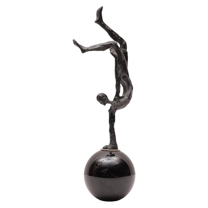 Figurative Sculpture: Acrobat on Ball, Dynamic Pose, Artistic Accent for Contemporary Interiors.
