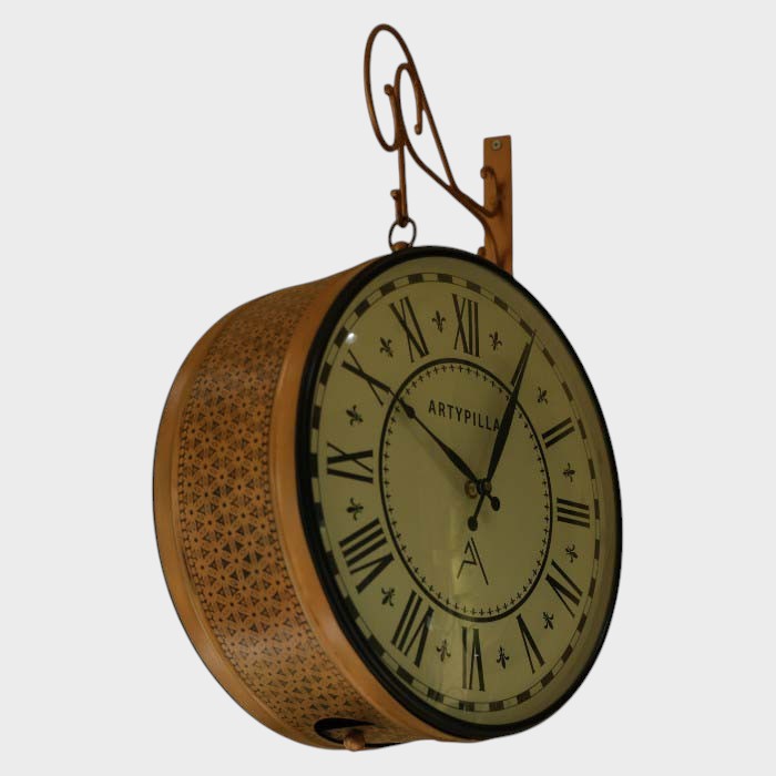 Vintage Style Double-Sided Railway Station Wall Clock