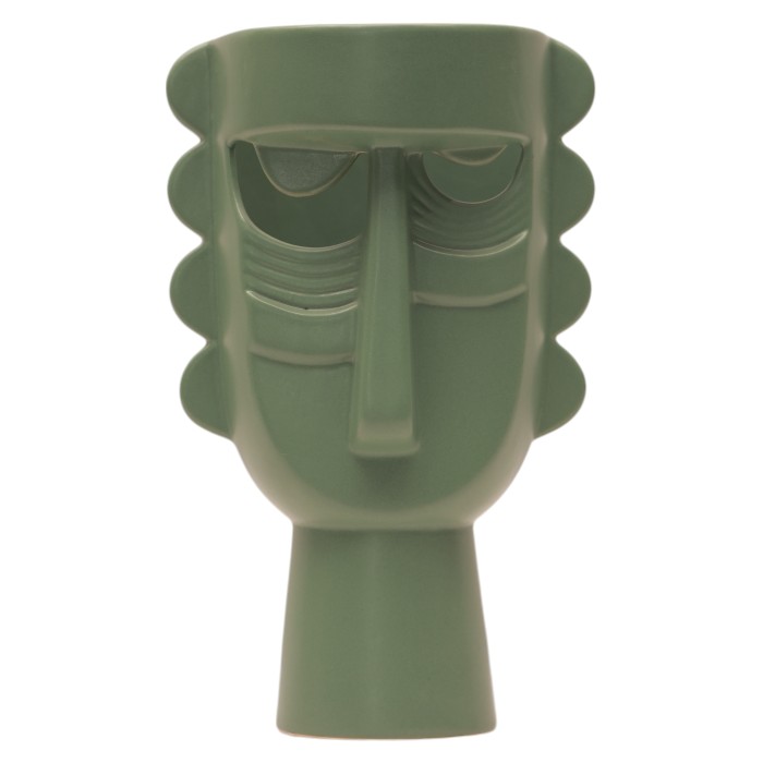Sculptural Face Ceramic Vase - Modern Artistic Planter, Distinctive Home Decor Accent Piece