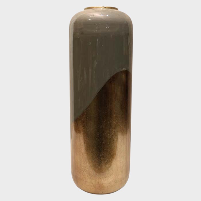 Modern Two-Tone Metallic Vase - Elegant Decorative Cylinder