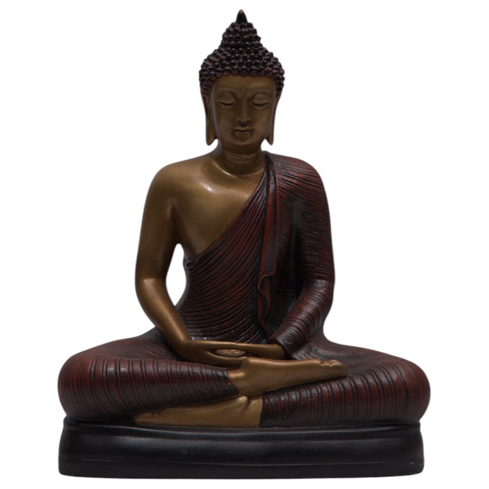 Bronze and Red Seated Buddha Statue